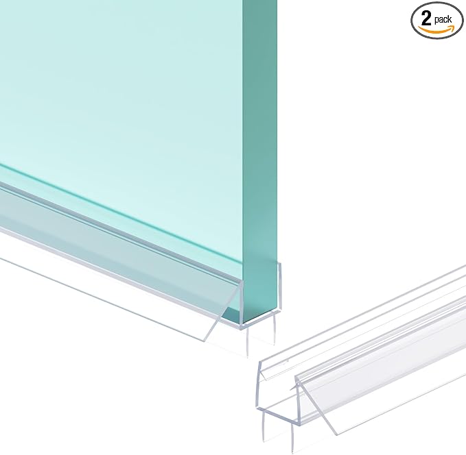 Shower Door Bottom Seal Strip, Ultra Clear PVC, Fits 12mm Thick Glass, Prevents by Unknown