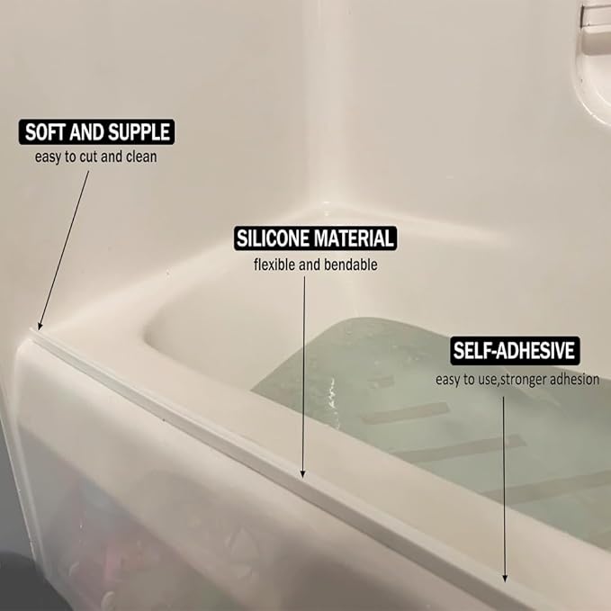 Shower Threshold Water Dam, Self Adhesive Silicone Waterprof Barrier Bathroom - Image 6