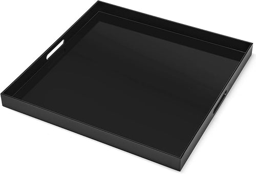 17×17 inches Oversized Black Acrylic Ottoman Tray Extra Large Decorative Tray by Unknown
