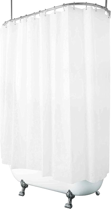 Clawfoot Tub Shower Curtain 180x60 Inch White Liner All Warp Around Extra Wide - Image 2