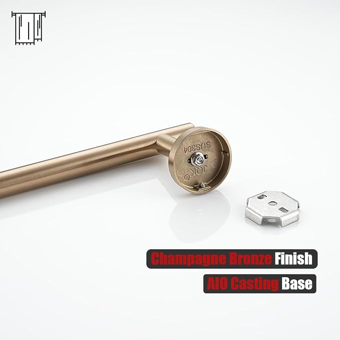 JQK Champagne Bronze Bath Towel Bar, 39 Inch 304 Stainless Steel Thicken 1mm - Image 9