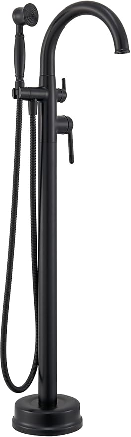 Freestanding Bathtub Faucet Matte Black Floor Mount Tub Faucets High Flow Max by Wintap