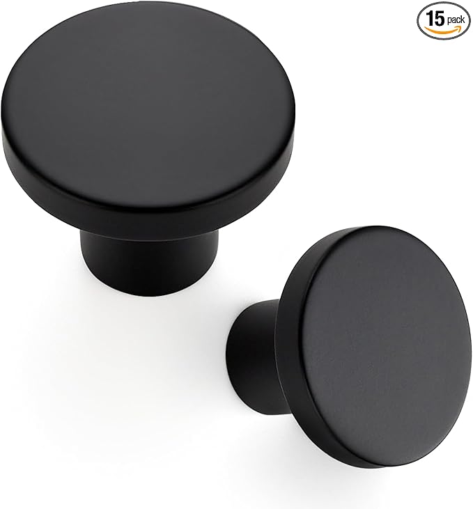 Ravinte 15 Pack Cabinet Knobs Black Kitchen Cabinet Knobs Round Dresser Drawer by Ravinte