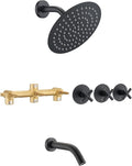 PROOX 3 Handle Tub Shower Faucet Set, Matte Black Bathtub Shower Faucets by PROOX