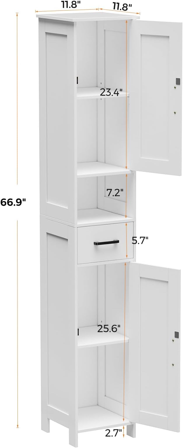 Homhedy 67" H Tall Bathroom Storage Cabinet - Image 3