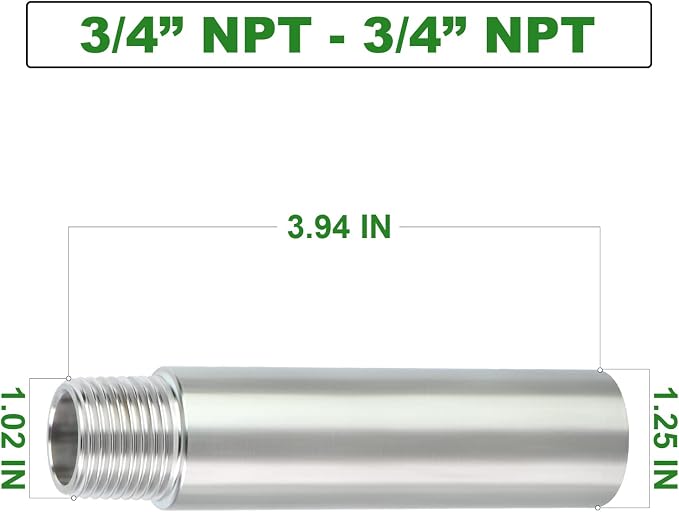 TAISHER 2PCS Stainless Steel Pipe Fittings, 3/4" NPT Male x 3/4" NPT Female - Image 4