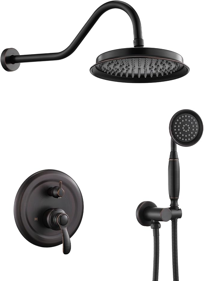 Antique Shower Head Faucet Set, Oil Rubbed Bronze Vintage Wall Mount Shower by Unknown
