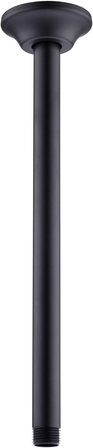 BESTILL 12 Inch Ceiling Mount Rain Shower Head Arm and Flange, Matte Black by BESTILL