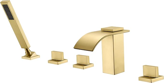 SUMERAIN Roman Tub Faucet Set 5 Holes Deck Mount Waterfall Bathtub Faucet by SUMERAINFAUCETS