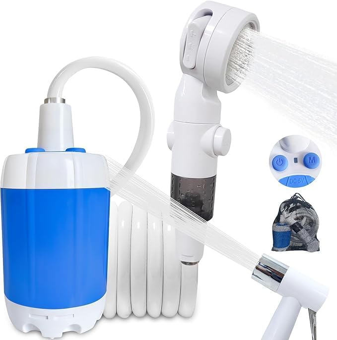 Portable Camping Shower Outdoor Camp Shower Pump, Upgrade Rechargeable Electric by AnnKaty