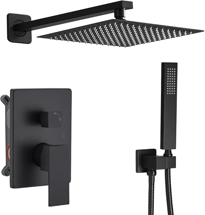Shower Faucet Set Rain Shower System Matte Black by ANNAZOMBATHROOM