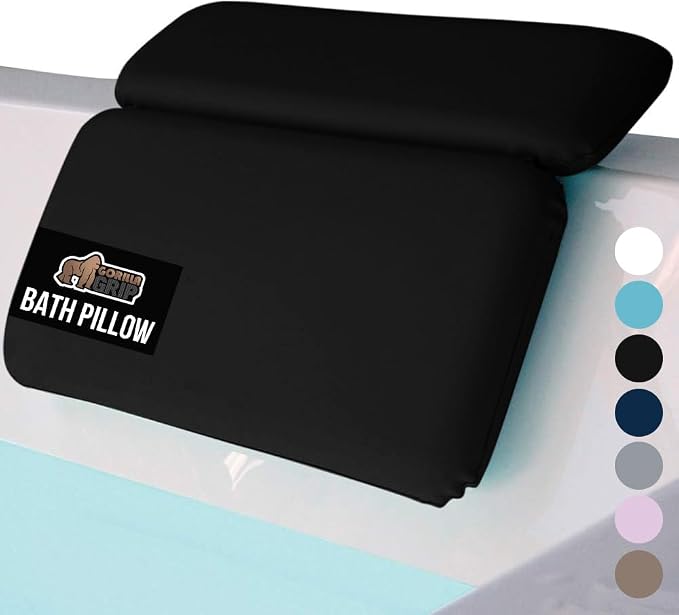 GORILLA GRIP Bath Pillow for Tub, Improved Suction Cups, Luxury Bathtub Pillows by GorillaGrip