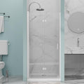34 in.W x 72 in.H Bifold Frameless Glass Shower Door 1/4” Tempered Clear Glass by Bathenum