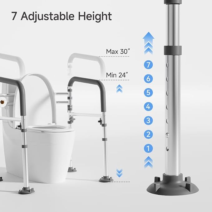 Toilet Safety Rails, Height-Adjustable Toilet Frame Width-Adjustable Toilet - Image 3