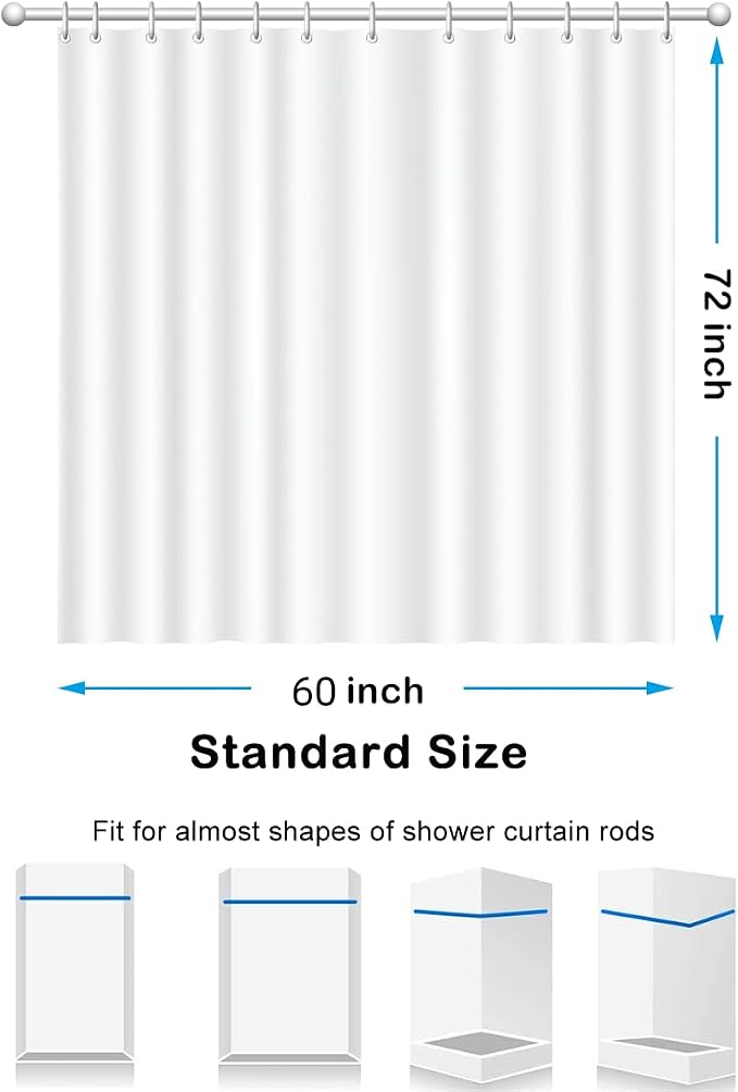 Liner Shower Curtain Stall 60 x 72 inch Plastic Shower Liner Washable Inside - Image 6
