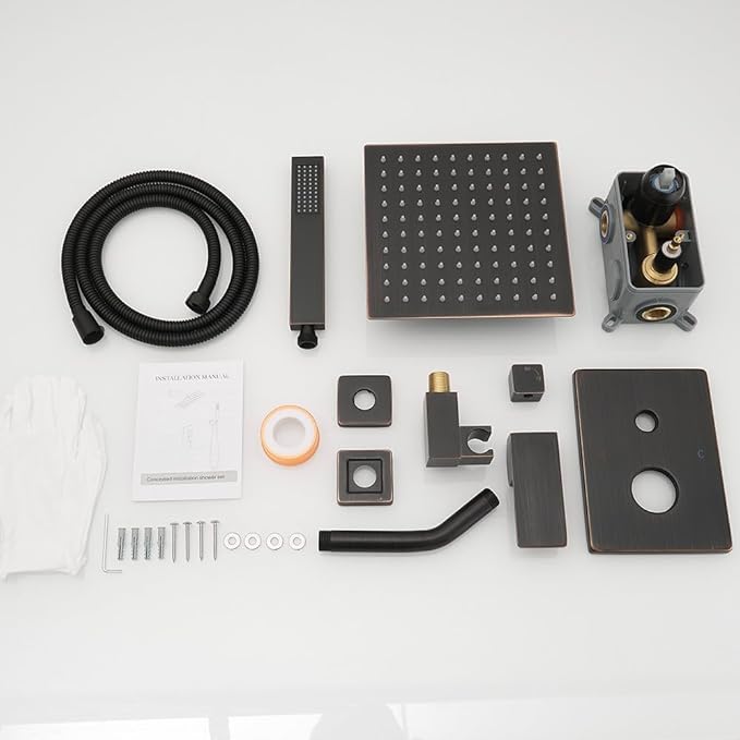 Oil Rubbed Bronze rain Shower Faucet Set Shower System 8 Inches Square Shower - Image 7