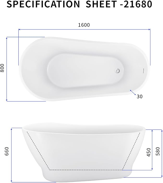 63" Acrylic Freestanding Bathtub, Elegant Skirted Free Standing Tub, Soaking Tub - Image 2
