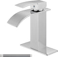Airuida Chrome Polish Waterfall Spout Bathroom Faucet Single Handle Single Hole by Airuida