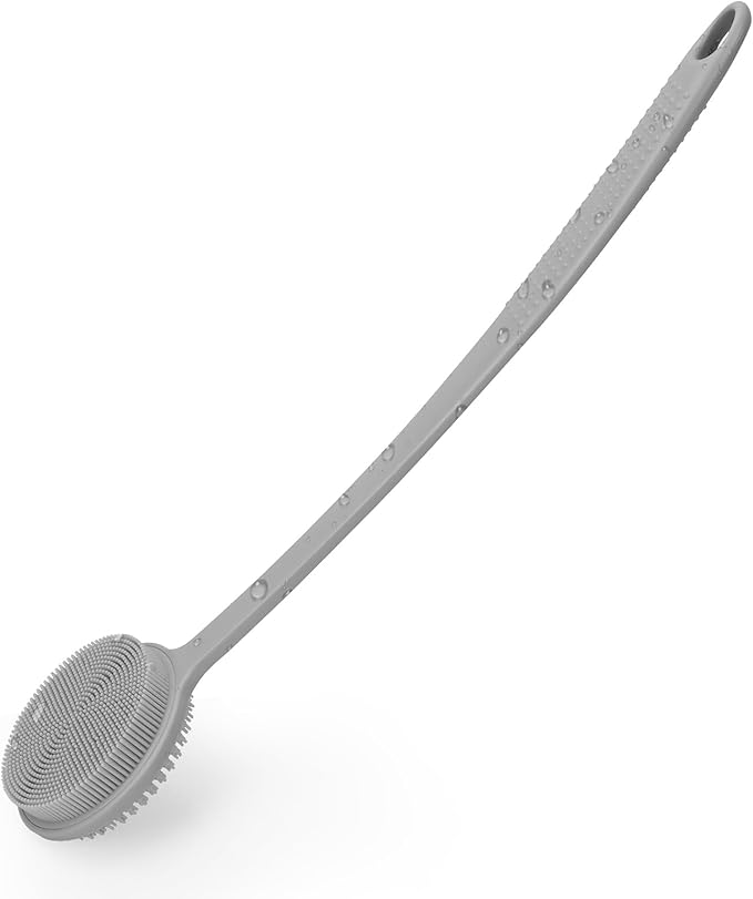 Silicone Back Scrubber for Shower, 17in Lengthen Long Handle Body Brush by -100SoftSilicone-
