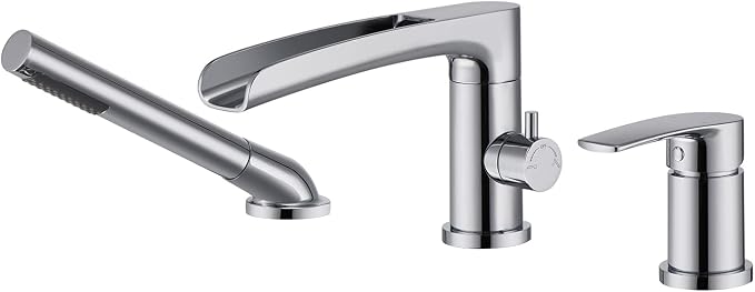 Waterfall Roman Tub Faucet Chrome Deck Mount Bathtub Faucets Brass Tub Filler by wowkksanitaryware