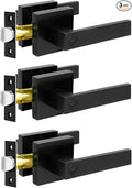 KAMOTA Privacy Door Levers, 3 Pack Matte Black Door Handles Bed and Bath Door by KAMOTA