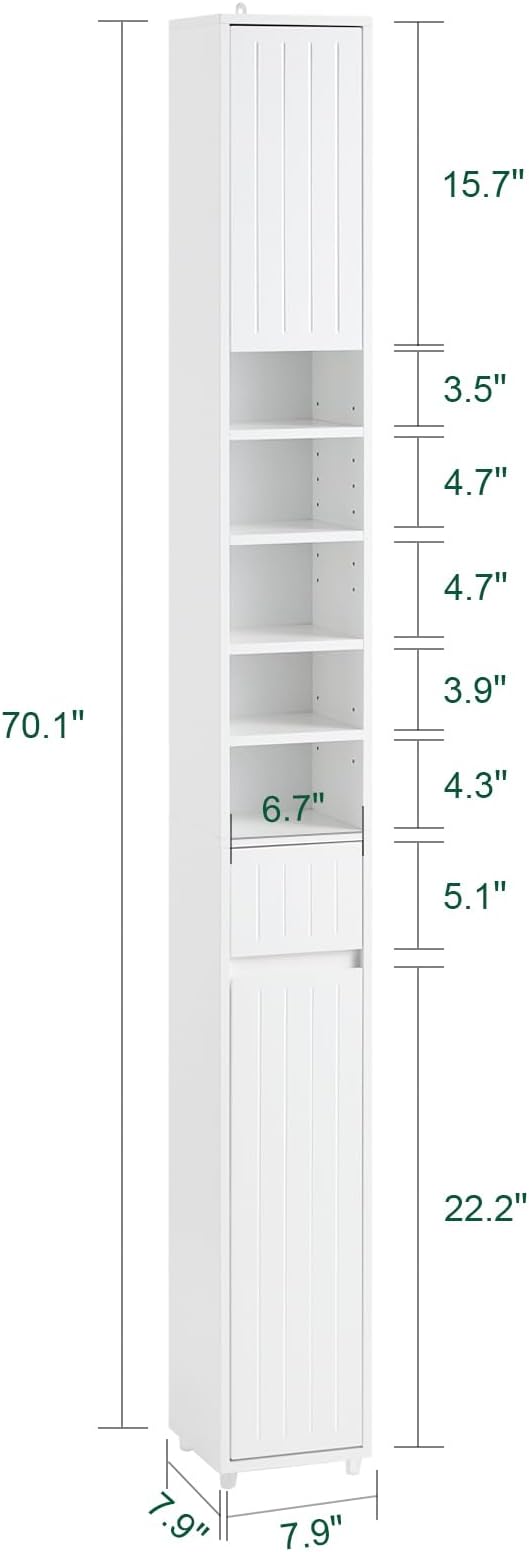 SoBuy Tall Narrow Storage Cabinet, Skinny Bathroom Cabinet - Image 2