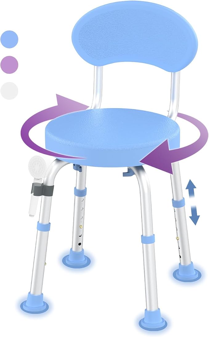 Swivel Shower Chair, 360° Non-Slip Shower Seat by FVZZIN