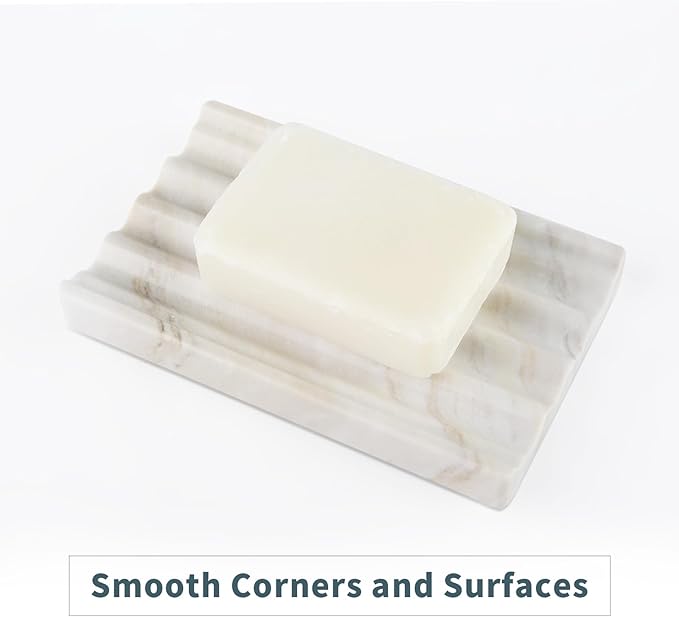 Soap Holder, Marble Soap Dish for Shower, Bar Soaps Holder - Image 2