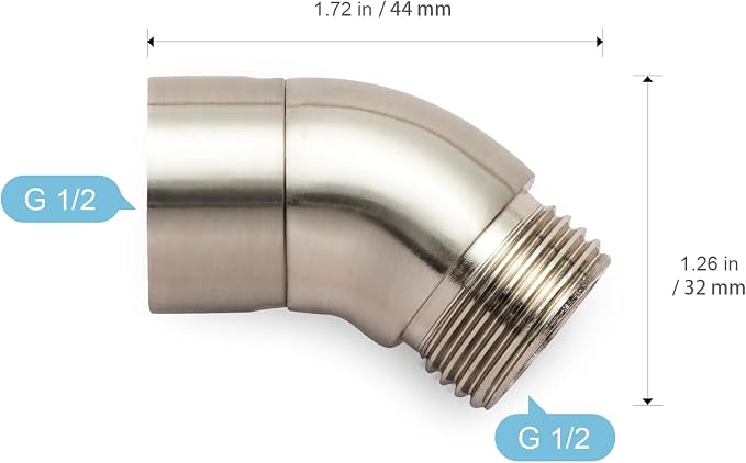 OFFO Shower Head Elbow Adapter, Brushed Nickel All Metal Handheld Shower Head - Image 2