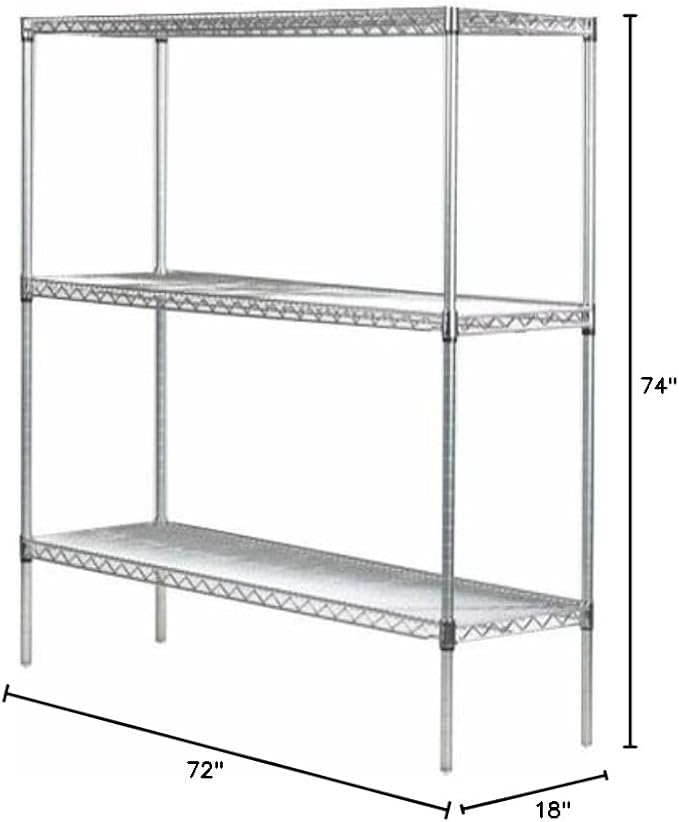 Omega 18" Deep x 72" Wide x 74" High 3 Tier Gray Starter Shelving Unit - Image 3