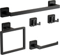 5-Pieces Matte Black Bathroom Hardware Accessories Set, SUS304 Stainless Steel by Gudetap