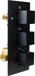 HOMEDEC Brass 3 Way Shower Diverter Valve, Thermostatic 3 Handle Control Shower by HOMEDEC