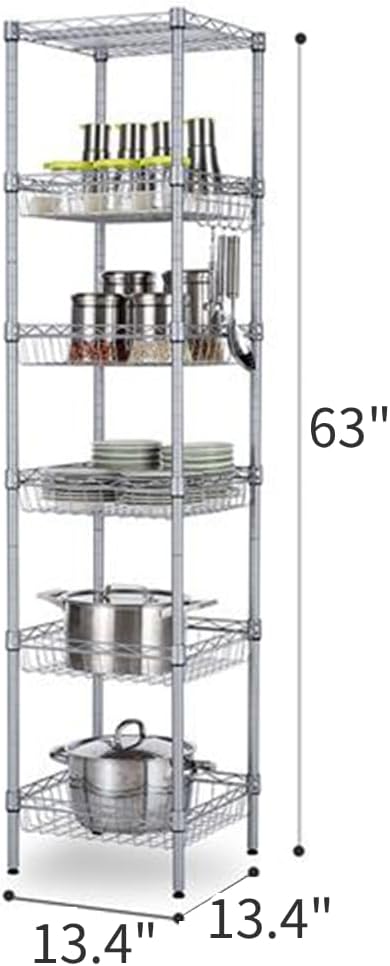 6 Tier Storage Racks Shelving, Heavy Steel Pantry Shelves, Adjustable Wire - Image 3