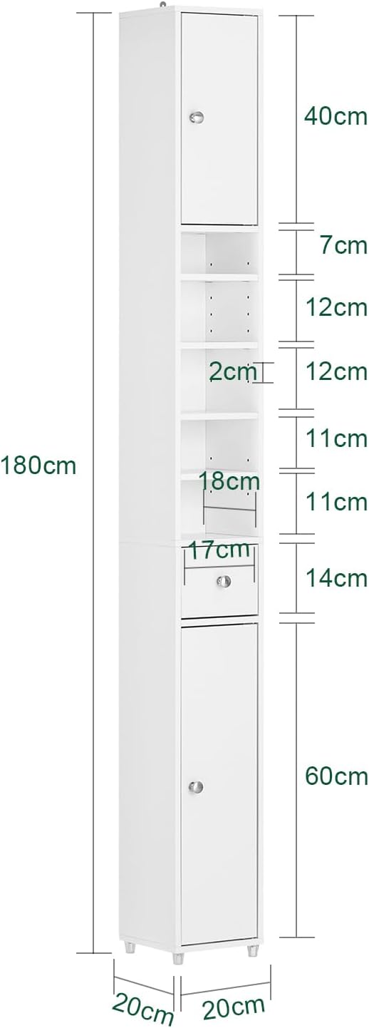 SoBuy Bathroom Narrow Storage Cabinet, Skinny Tall Unit - Image 2