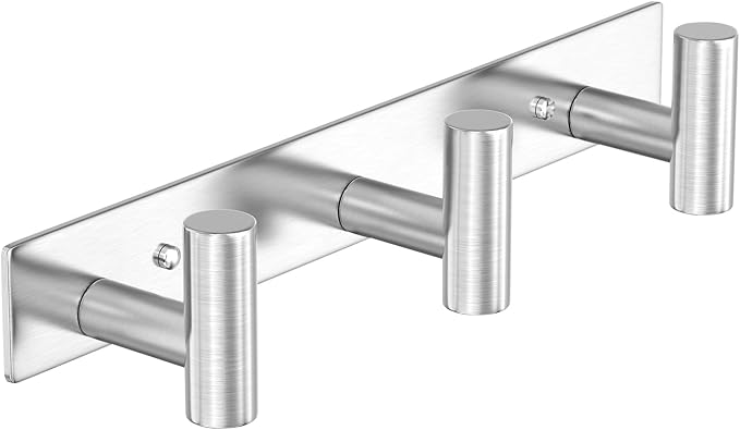 HUFEEOH Coat Hooks Wall Mount, Stainless Steel 3 Hooks Wall Hooks T Shaped Coat by HUFEEOH