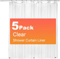 5 Pack PEVA Plastic Shower Curtain Liner Premium Light Weight 72" x 72" Clear by ZEMAHOME