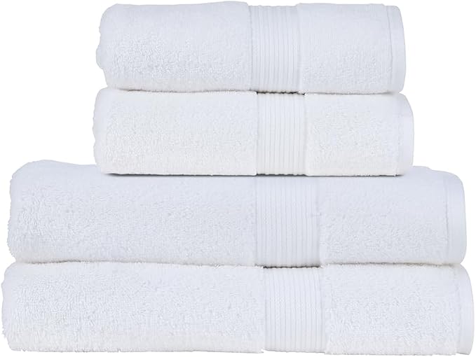 Christy Supreme Hygro 4 Piece Towel Set | White | 100% Luxury Supima Cotton | by Christy