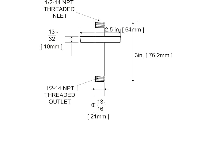 OFFO Shower Arm with Flange, 3 in Ceiling Mount Replacement Rain Shower Head - Image 7