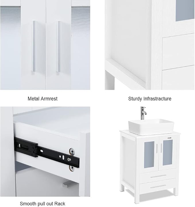 eclife 24" Modern Bathroom Vanity Sink Combo Freestanding Cabinet - Image 5