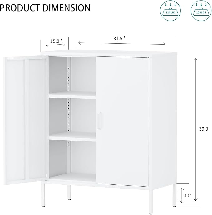 Metal Locker Storage Cabinet, Accent Sideboard Cabinet - Image 3