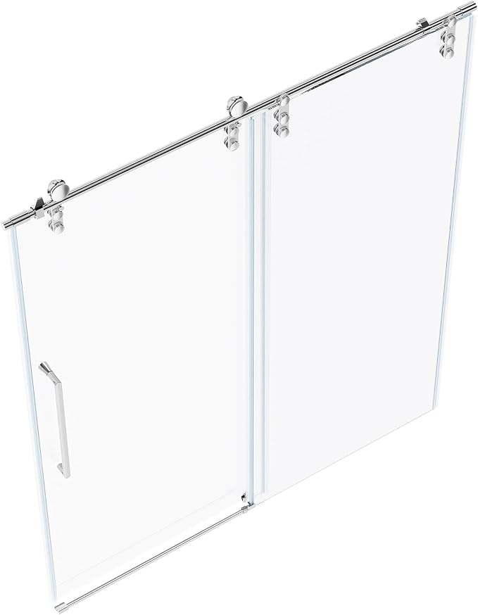 Chabatree Shower Door 60" W x 76" H Frameless Sliding Shower Door, Frameless by Unknown