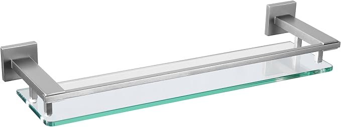 LANC Bathroom Shelves Glass Shelf 20-Inch Brushed Nickel Floating Tempered by LANC