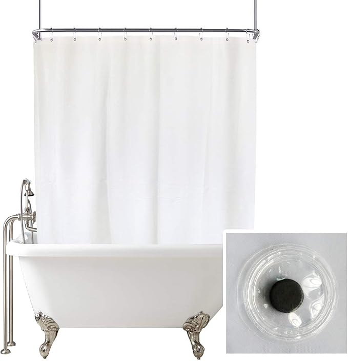 YISURE White Shower Curtain for Clawfoot Tub, 180x70 Wrap Around Liner - Image 6