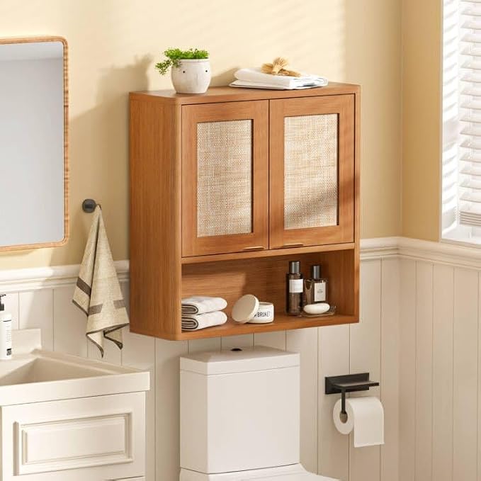 LEYAOYAO Rattan Bathroom Wall Cabinet, Boho Medicine Cabinet - Image 8