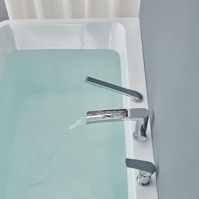 Waterfall Roman Tub Faucet Chrome Deck Mount Bathtub Faucets Brass Tub Filler - Image 5