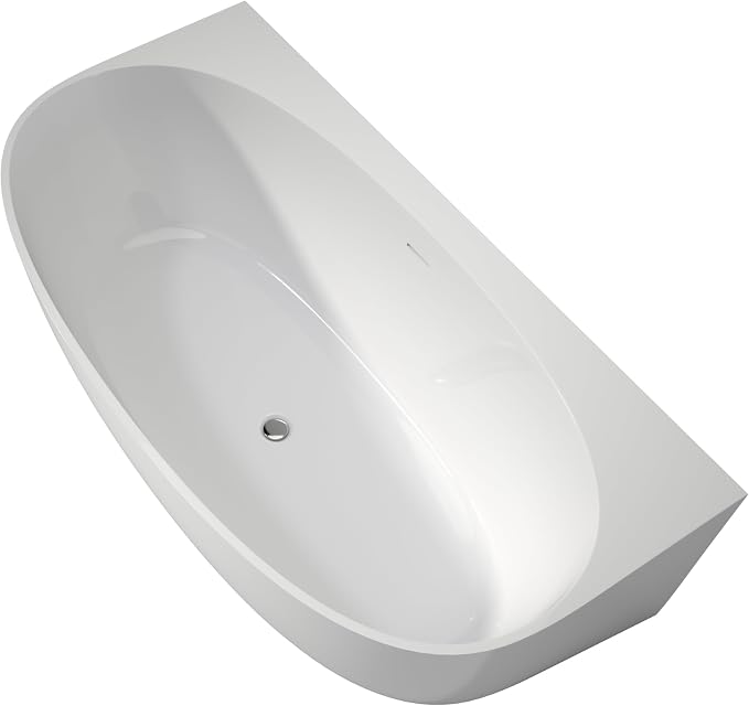 67" Acrylic Back-to-Wall Bathtub, Freestanding Bathtubs, Stand Alone Tub - Image 8