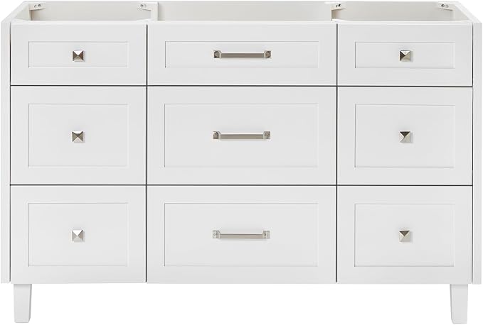 ARIEL Monroe 54 inch Bathroom Vanity Without Sink in White, Bathroom Base by Ariel