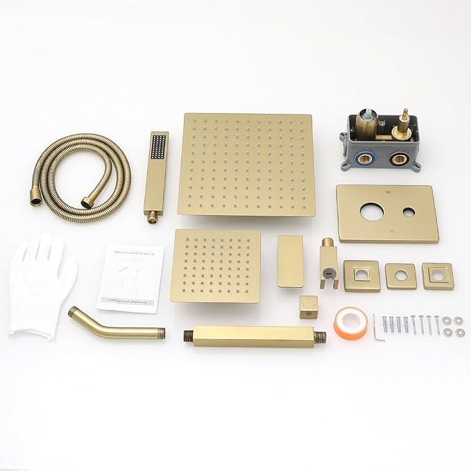 Shower Faucet Set Brushed Gold Shower System, Knob Switch Diverter Shower Faucet - Image 7