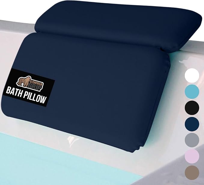 GORILLA GRIP Bath Pillow for Tub, Improved Suction Cups, Luxury Bathtub Pillows by GorillaGrip