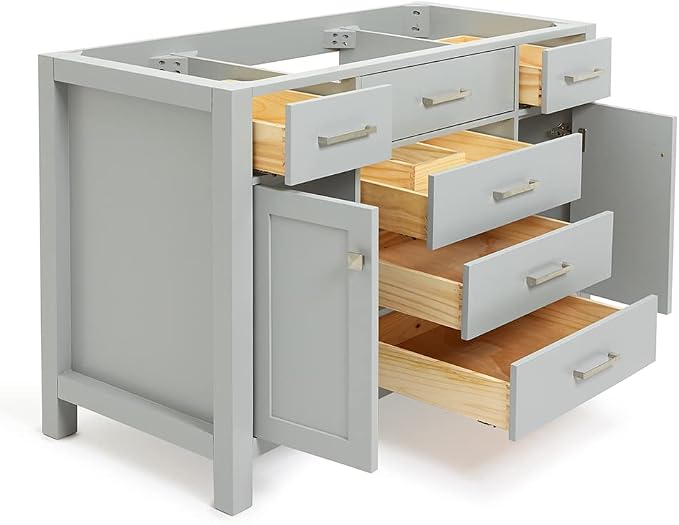 ARIEL Bristol 48" Grey Bathroom Vanity Base Cabinet, Single Sink Configuration - Image 4
